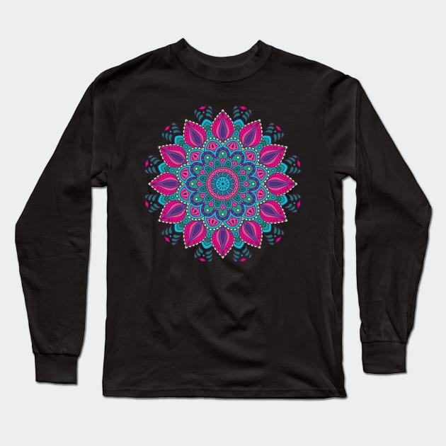 mandala-design, mandala-art, geometric, abstract, mandala and spirituality, colorful, rainbow, mandala pattern, mandala flower patterns, Flower Mandala ,Spirituality Long Sleeve T-Shirt by Utopia Shop